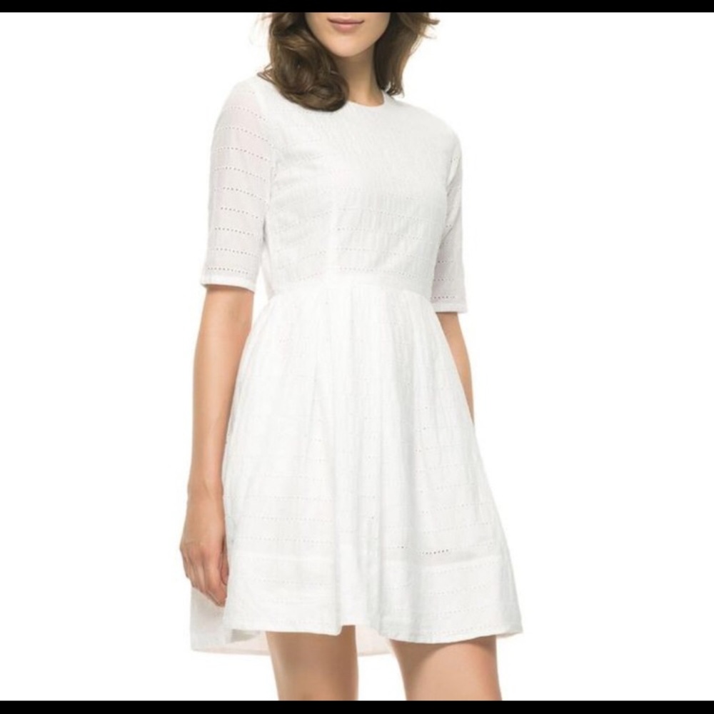 White Eyelet Fit & Flare Dress